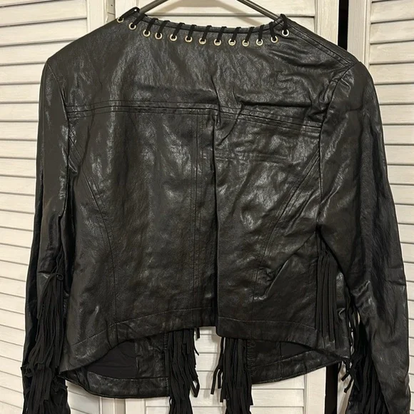 NWOT faux leather crop fringe jacket - Picture 5 of 5